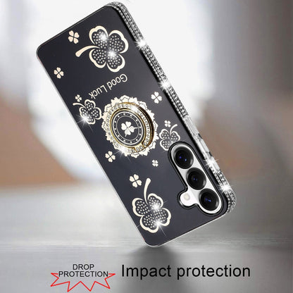 Phone Case for Samsung Galaxy S26 FE /S26 Fan Edition Glitter Diamond Ring Stand Sparkle Rhinestone Edge AntiSlip Kickstand Luxury Fashion Bumper Shockproof Cover
