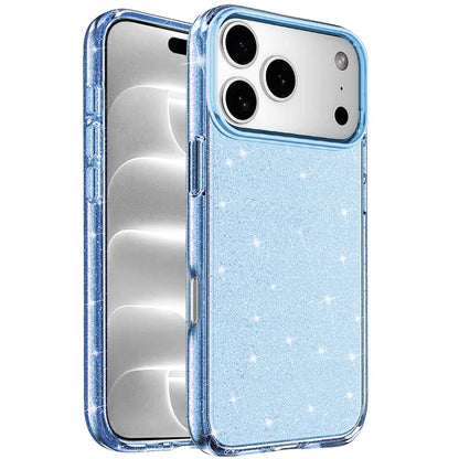 Phone Case for Apple iPhone 18 Pro/ 17 Pro Glitter Transparent Shockproof Thick Clear Hybrid Slim Fit Heavy Duty 3mm TPU Protective Bumper Cover Blue