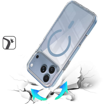 Phone Case for Apple iPhone 18 Pro/ iPhone 17 Pro Transparent Magnetic Shockproof Colored Edge Hybrid Case Slim Durable Grip Clear Protective Soft TPU Cover Blue