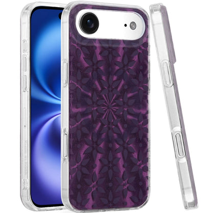 For Apple iPhone 17 Stylish Pattern Fashion IMD Printed Design TPU Double Layer Slim Shockproof with Magnetic Back Case Cover Flowers Mandala Purple