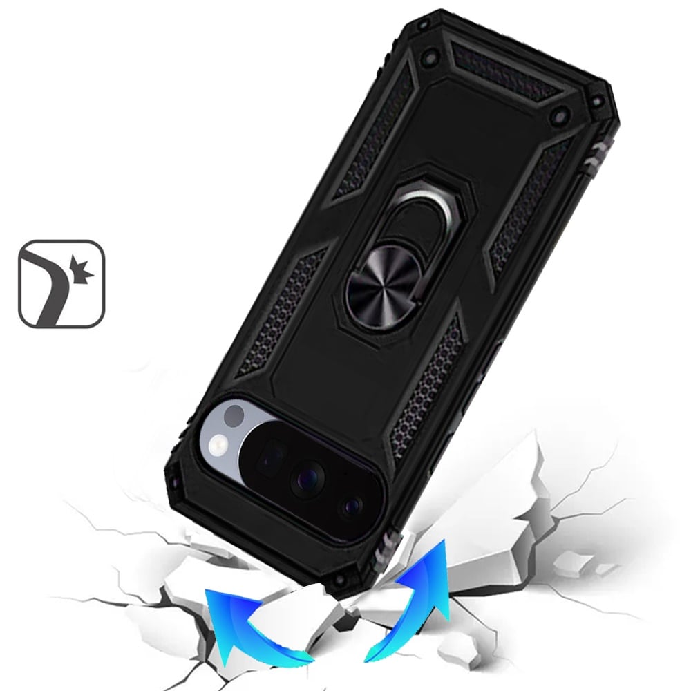 Phone Case for Google Pixel 11 Pro XL Rotatable Ring Stand Shockproof Hybrid Armor Anti Slip Heavy Duty Fit Magnetic Car Mount Durable Grip Cover