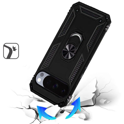 Phone Case for Google Pixel 11 Pro XL Rotatable Ring Stand Shockproof Hybrid Armor Anti Slip Heavy Duty Fit Magnetic Car Mount Durable Grip Cover