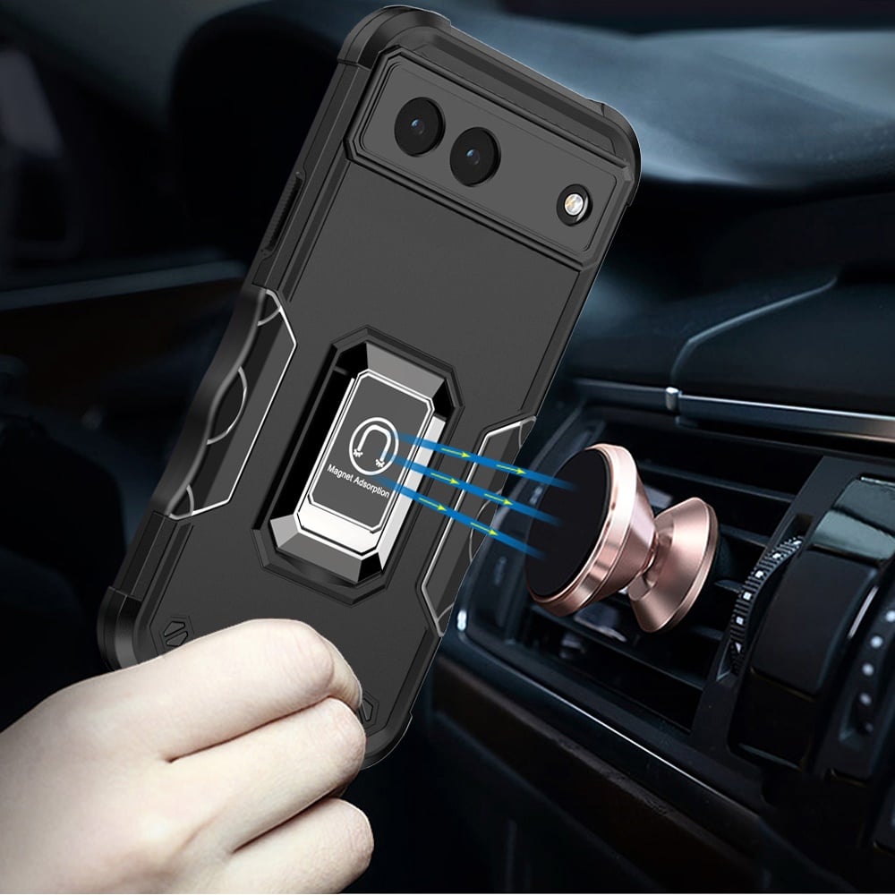 For Google Pixel 7A Hybrid Stand Magnetic Ring Holder Kickstand Heavy Duty Rugged Drop Silicone & Hard PC Shockproof Case Cover