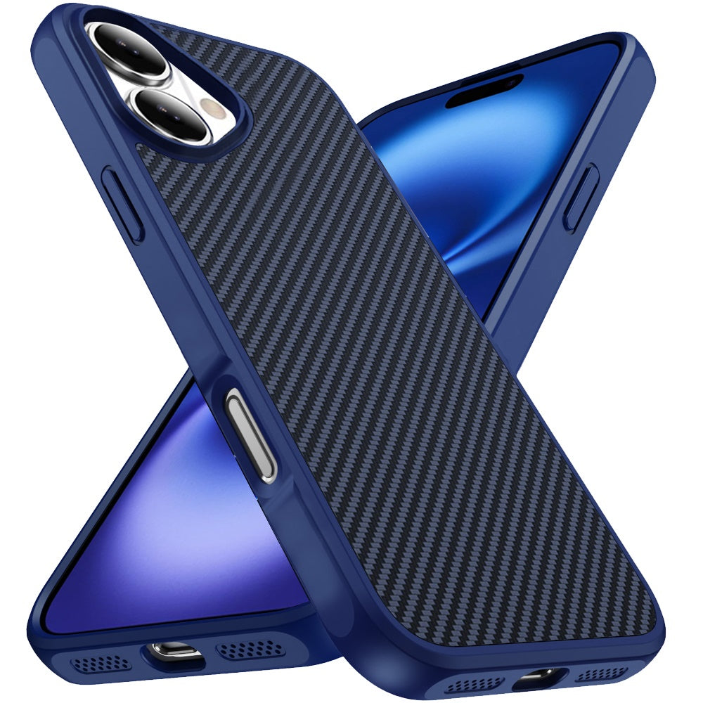 For Apple iPhone 17 (6.3") Carbon Fiber Design with Magnetic HQ 2.0mm Thick Hybrid Shockproof Rubber Hard PC Case Cover