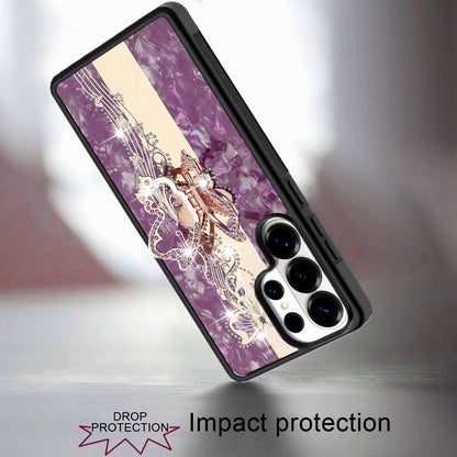 Phone Case for Samsung Galaxy S26 Ultra Diamond 3D Fashion Floral Glitter Engraved Luxury Bling Hybrid Shockproof Chrome Edge Protective Grip Cover Purple