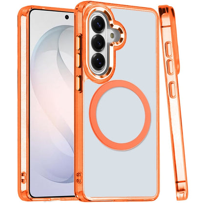 Phone Case for Samsung Galaxy S26 FE /Fan Edition Magnetic Clear Acrylic Metal Button Camera Guard Shockproof Transparent Slim Grip Premium Hybrid Cover