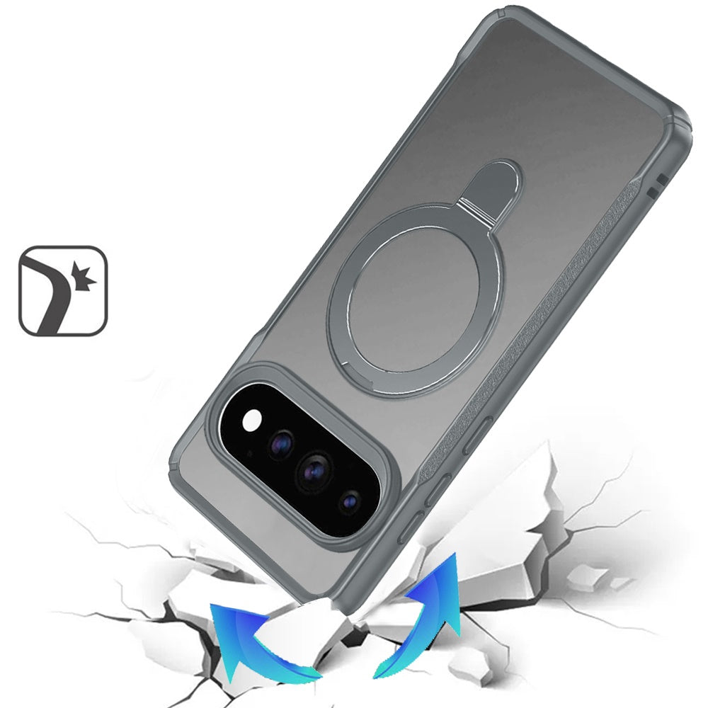 Phone Case for Google Pixel 11 Pro XL Magnetic Ring Stand Matte Finish Shockproof Grip Slim Armor Heavy Duty TPU Protective Hybrid Cover