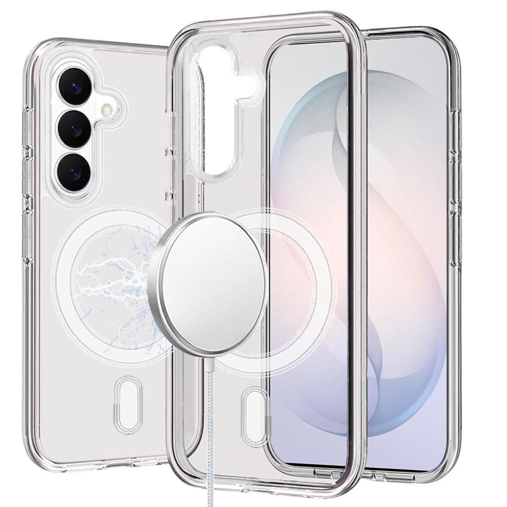 Phone Case for Samsung Galaxy S26 FE /Fan Edition Magnetic Transparent Thick 3mm Shockproof Hybrid TPU Durable Camera Protection Anti-Slip Clear Armor Cover Clear