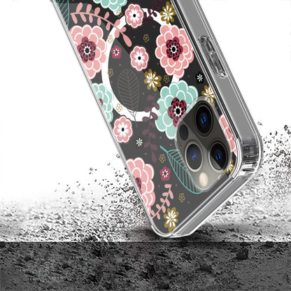 For Apple iPhone 17E /16E Hybrid Flower Design Stylish Fashion Case, MagSafe Compatible, Thick Shockproof Hard PC Case Cover