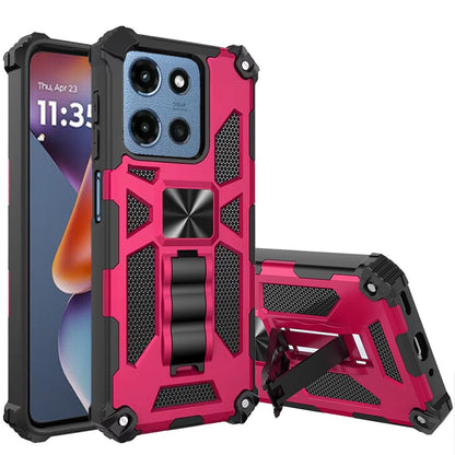 For Motorola Moto G Play 5G 2026 Hybrid Shockproof [Military Grade] Rugged Protective with Magnetic Car Mount & Invisible Stand Case Cover Cosmic Orange