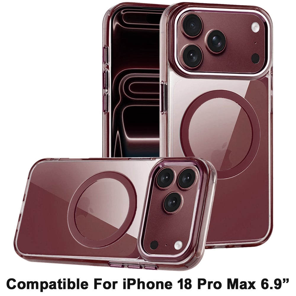 Phone Case for Apple iPhone 18 Pro Max Magnetic Clear Acrylic Metal Button Camera Guard Shockproof Transparent Slim Grip Premium Hybrid Cover