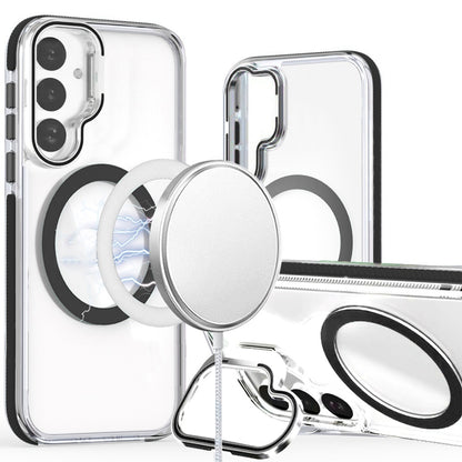 For Samsung Galaxy S22 Ultra Hybrid Clear Invisible Camera Bracket Stand [With Magsafe Magnetic Circle] Shockproof Color Frame Case Cover