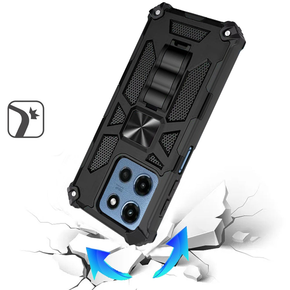 For Motorola Moto G 5G 2025 Hybrid Shockproof [Military Grade] Rugged Protective with Magnetic Car Mount & Invisible Stand Case Cover