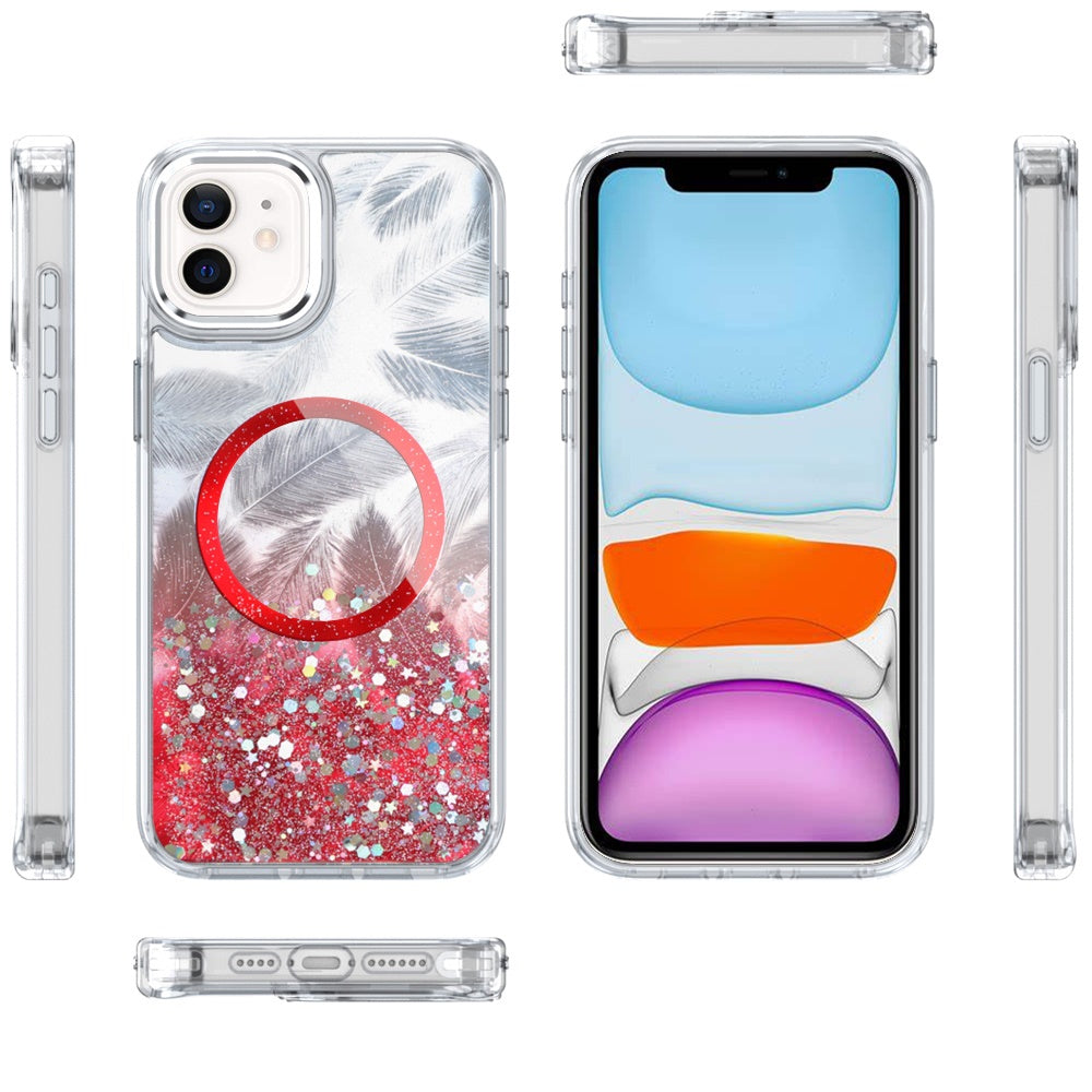 For Apple iPhone 14 Plus Epoxy Glitter Shimmer Fashion Case with Magnetic Magsafe Compatible Hybrid Sparkling Slim Protective Case Cover