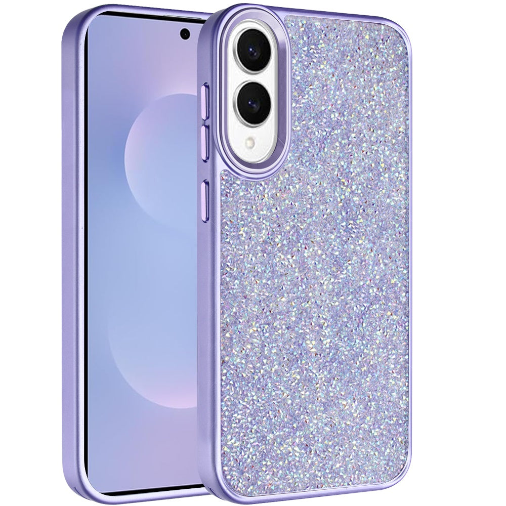 For Samsung Galaxy S25 Edge Crystal Sparkle Diamond Glass Full Mini Glitter Bling Frame TPU Hybrid Protective Case Cover