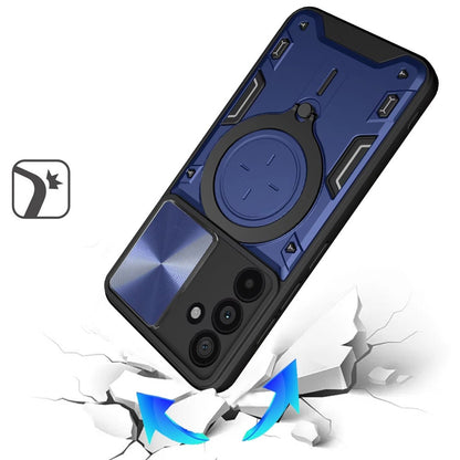 Phone Case for Samsung Galaxy A57 Magnetic Ring Stand Shockproof Hybrid Full Camera Slide Guard Anti Slip Heavy Duty Protective Armor Cover