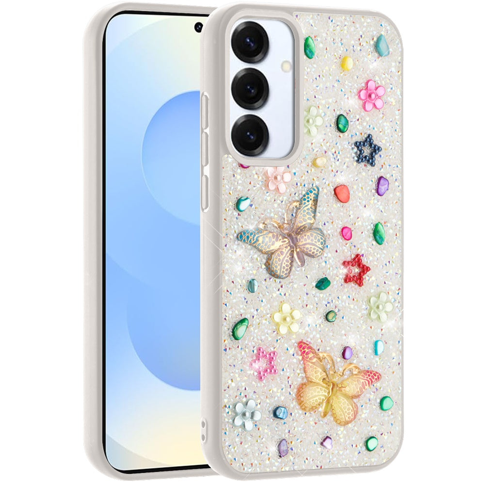 For Samsung Galaxy S25 /S24 Diamond Butterfly 3D Glitter Bling Design, Slim Hybrid Sparkle Protective Cover TPU for Women Girls Case Cover Teal