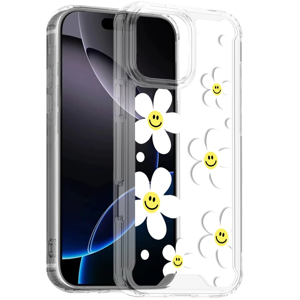 Phone Case for iPhone 16 Pro Max Beautiful Fashion Design TPU Shockproof Hybrid Rubber PC Slim Lightweight Protective Stylish Pattern Cover White