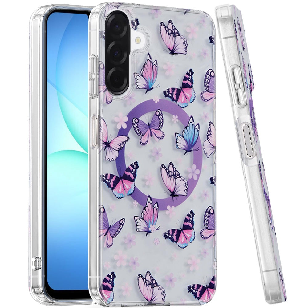 Phone Case for Samsung Galaxy A17 5G Stylish Design Shockproof Magnetic Magsafe Compatible TPU IMD Print Rugged Grip Drop Protection Slim Fashion Cover Purple