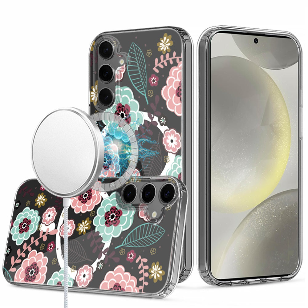 For Apple iPhone 17E /16E Hybrid Flower Design Stylish Fashion Case, MagSafe Compatible, Thick Shockproof Hard PC Case Cover