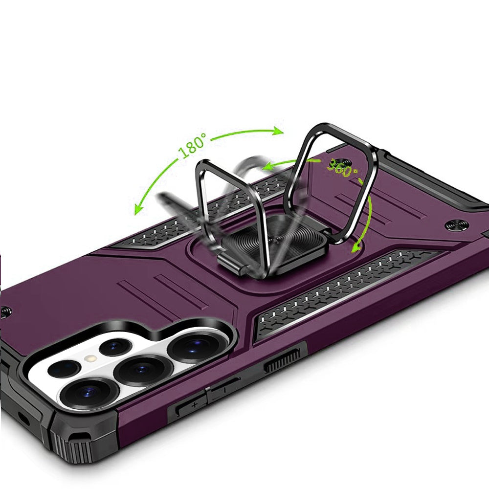 Phone Case for Samsung Galaxy S26 Ultra Magnetic Car Mount Hybrid Ring Stand Shockproof Rugged Grip Armor Heavy Duty Protective TPU Durable Cover Purple