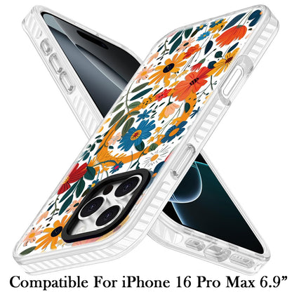 For iPhone 16 Pro Max (6.9") Magnetic Hybrid Stylish Design IMD Pattern, Compatible with MagSafe, Slim TPU Protector