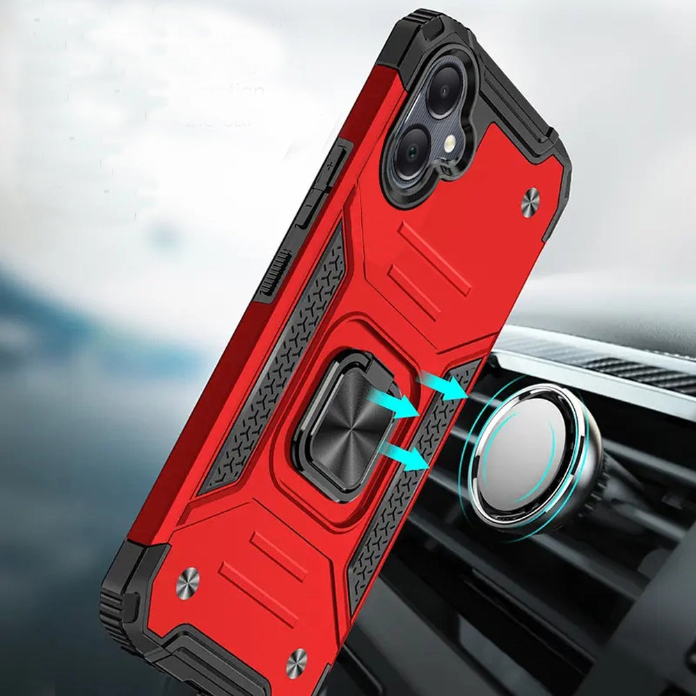 For Samsung Galaxy A36 Armor Hybrid Magnetic Stand with Ring Holder Kickstand Shockproof Heavy-Duty Durable Rugged TPU Dual Layer Case Cover