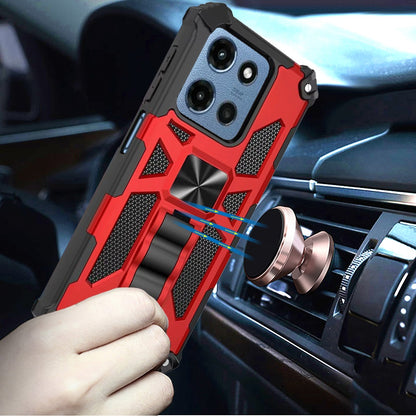 For Motorola Moto G 5G 2025 Hybrid Shockproof [Military Grade] Rugged Protective with Magnetic Car Mount & Invisible Stand Case Cover