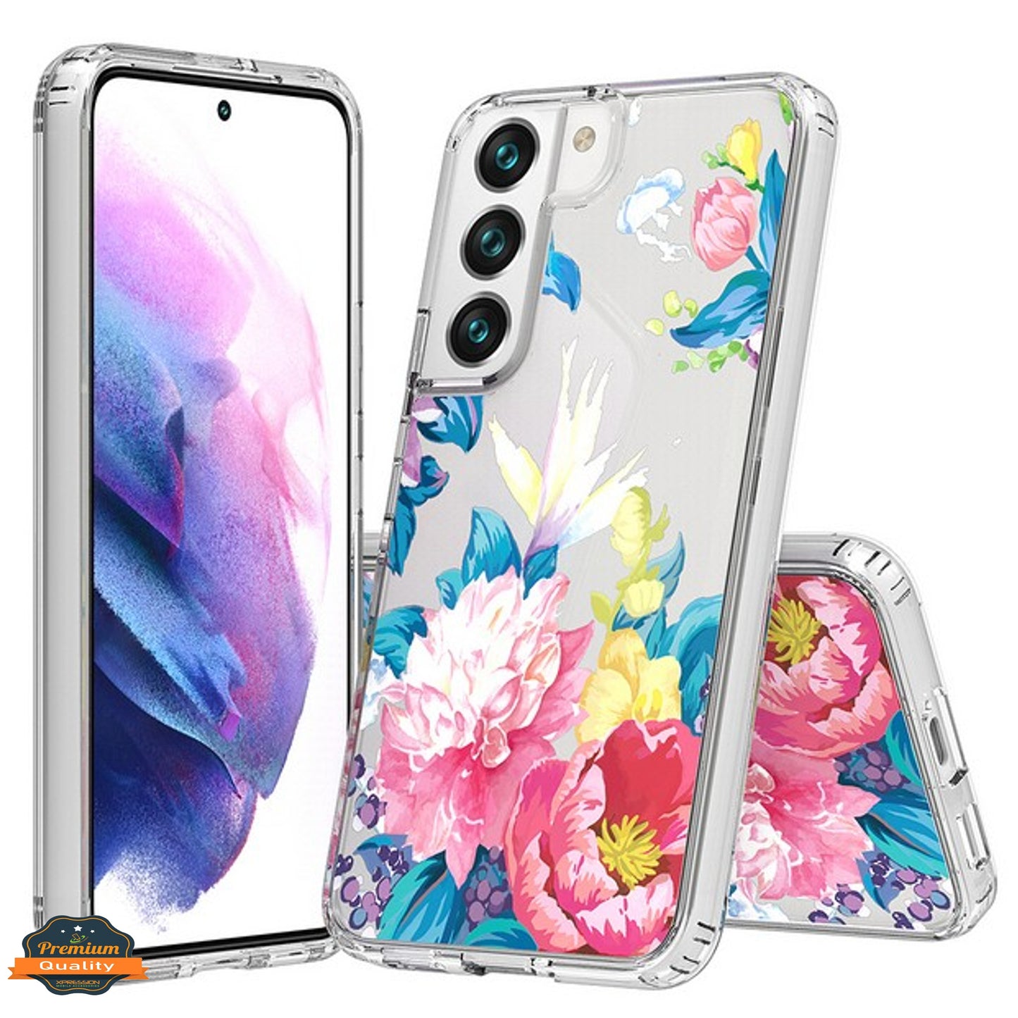 Phone Case Cover for Apple iPhone 17E /iPhone 16E Floral Pattern Hybrid Transparent TPU Silicone, Shock Absorption Bumper, Hard Back Slim Cover