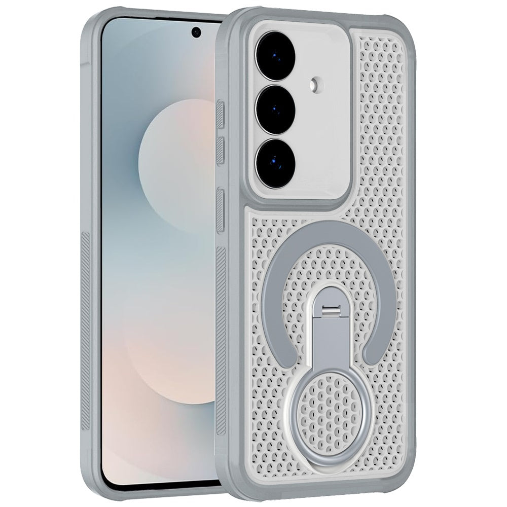 Phone Case for Samsung Galaxy S25 FE, S25 Fan Edition Magnetic Honeycomb Hybrid Rugged Armor Ring Kickstand Dual Layer Shock Absorbing Hard PC Soft TPU Cover
