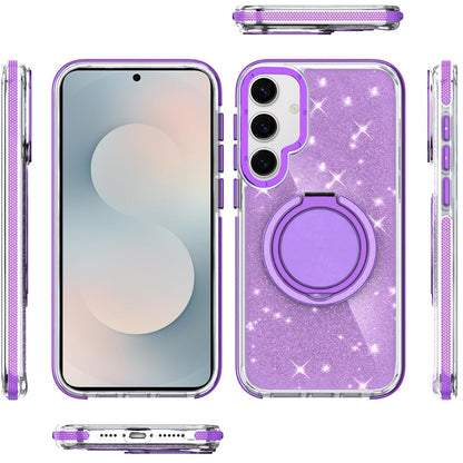 For Samsung Galaxy S26 Slim Bling Glitter Sparkly Shimmer Hybrid with Magnetic Ring and 360° Rotational Stand [Compatible with Magsafe] Case Cover