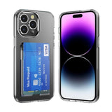 For Apple iPhone 15 Pro (6.1") Wallet Rubber Acrylic TPU with Credit Card ID Slot Holder Design Slim Fit Shockproof Clear Phone Case Cover