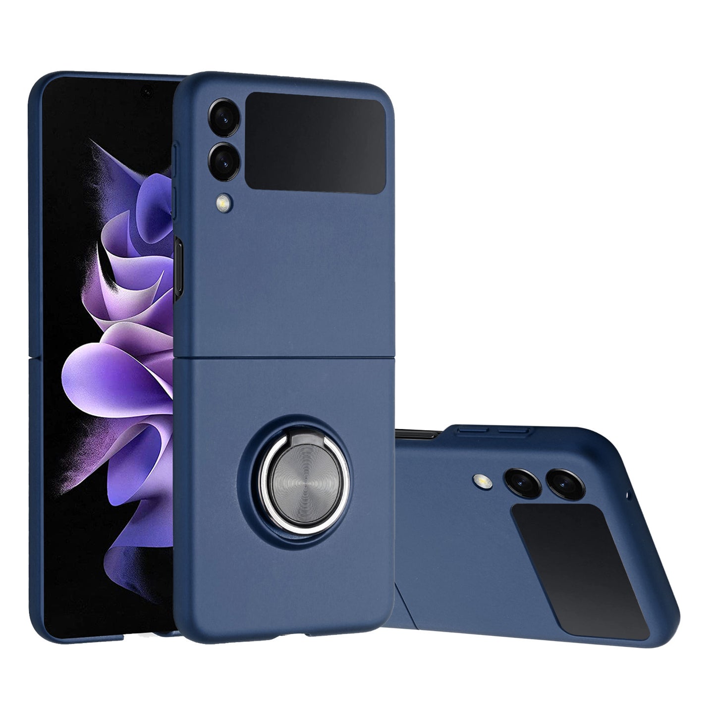 For Samsung Galaxy Z Flip 7 FE Matte Magnetic Ring Stand Hybrid, Shockproof Protective Silicone Fit Magnetic Car Mount Case Cover