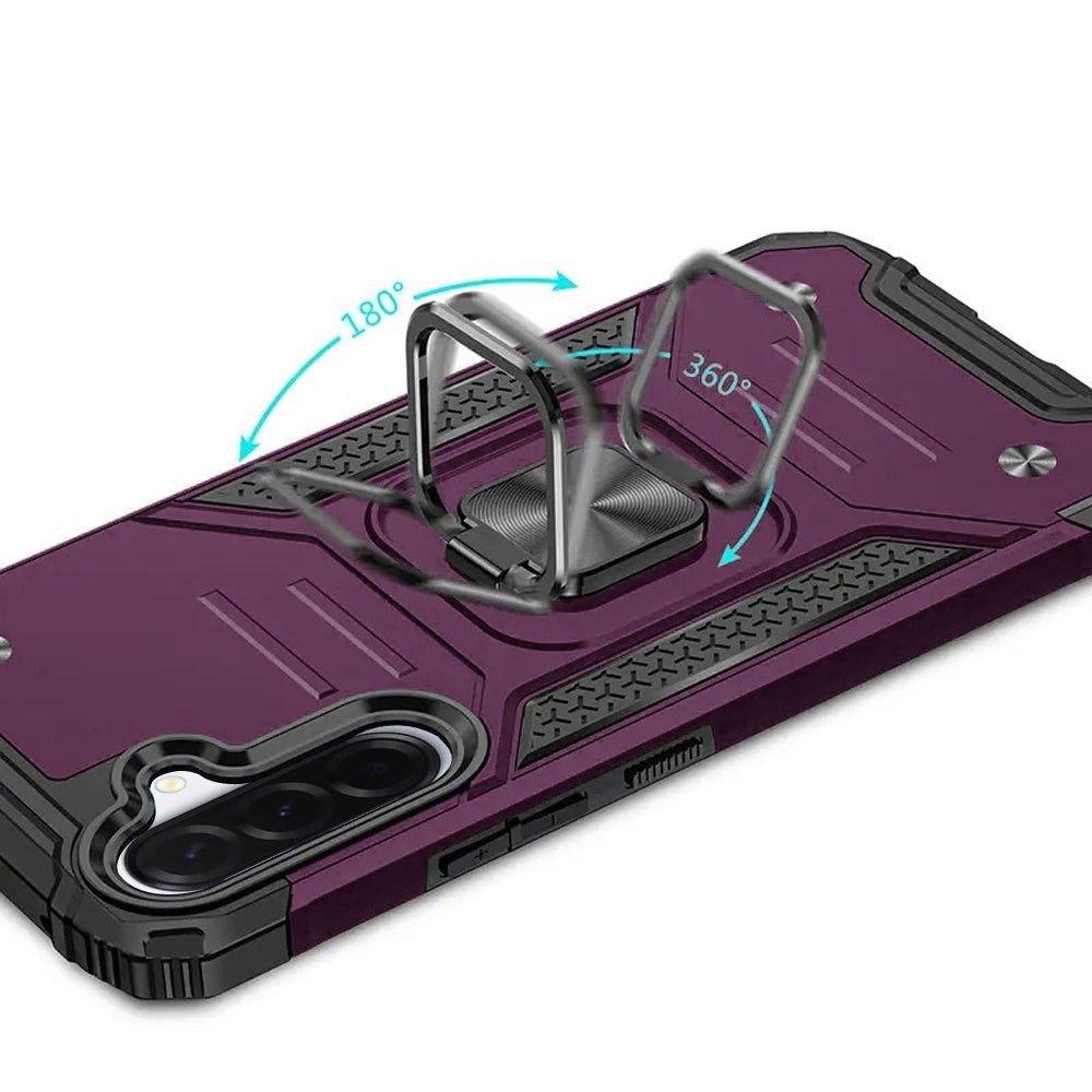 Phone Case for Samsung Galaxy A37 / A36 Magnetic Car Mount Hybrid Ring Stand Shockproof Rugged Grip Armor Heavy Duty Protective TPU Durable Cover Purple