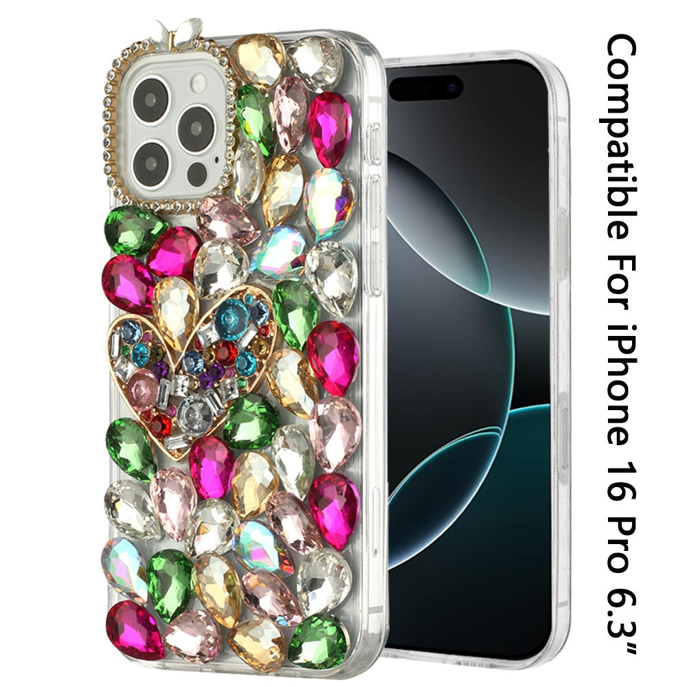 Luxury Full Diamond Glitter 3D Floral Ornament Hybrid Shockproof Stylish Rhinestone Designer Protective Elegant