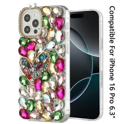 Luxury Full Diamond Glitter 3D Floral Ornament Hybrid Shockproof Stylish Rhinestone Designer Protective Elegant