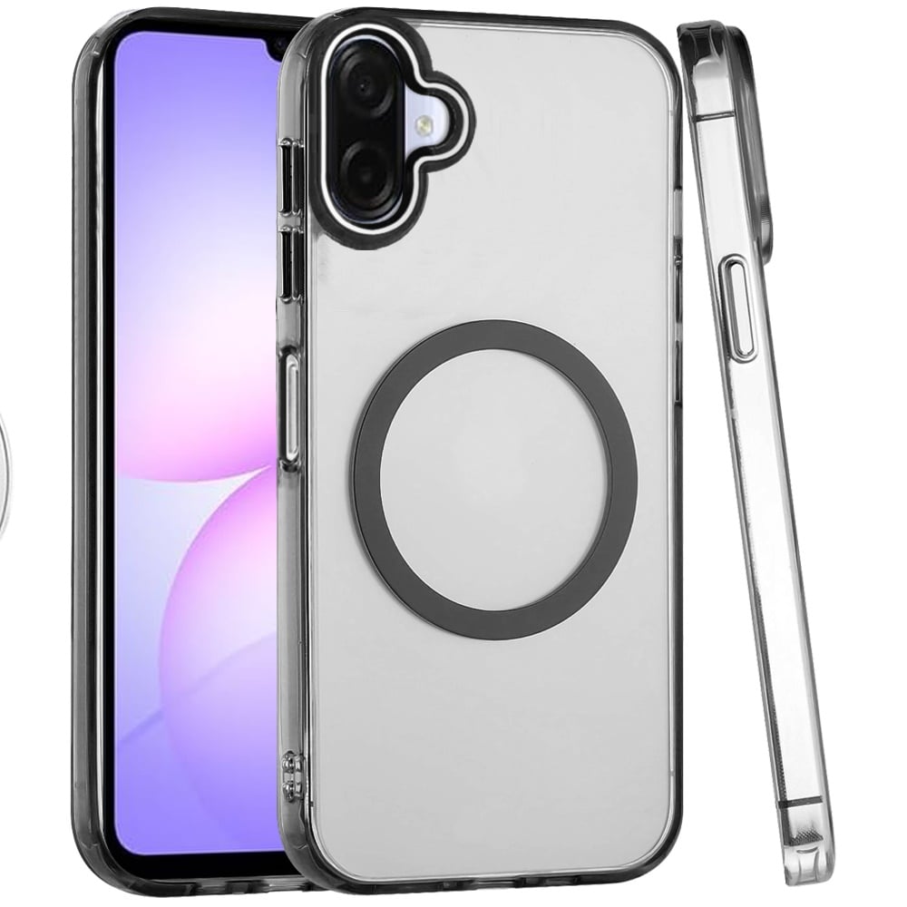 Phone Case Cover for Samsung Galaxy A07 4G Transparent Back Hybrid Case - Magnetic Circle, Color Frame, Metal Buttons, MagSafe Compatible Cover