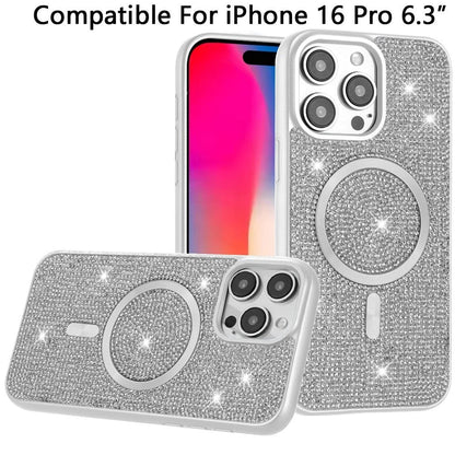 Magnetic Bling Diamond Sparkle Hybrid Shockproof Rugged Grip Durable Protection Anti-Slip Armor Design