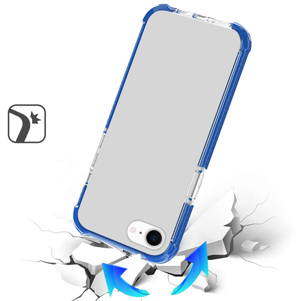 For Apple iPhone 16e Hybrid Transparent Acrylic Rubber Gummy Hard PC Silicone TPU Color Bumper Frame Shockproof Case Cover