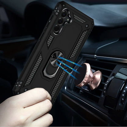 Phone Case for Samsung Galaxy A27 Rotatable Ring Stand Shockproof Hybrid Armor Anti Slip Heavy Duty Fit Magnetic Car Mount Durable Grip Cover