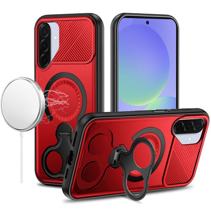 Hybrid with Invisible 2 Hole Ring Stand Magnetic back Car Mount Friendly Protector
