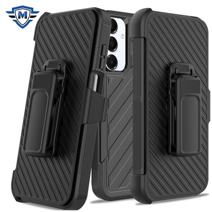 For Samsung Galaxy S25+ /S25 Plus /S24+ Plus Premium Tough Hybrid Case with Belt Clip Holster, Shockproof Rugged Design, Textured 2in1 Non-Slip Case Cover Black