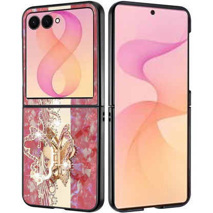 Phone Case for Samsung Galaxy Z Flip 8 Diamond 3D Fashion Floral Glitter Engraved Luxury Bling Hybrid Shockproof Chrome Edge Protective Grip Cover