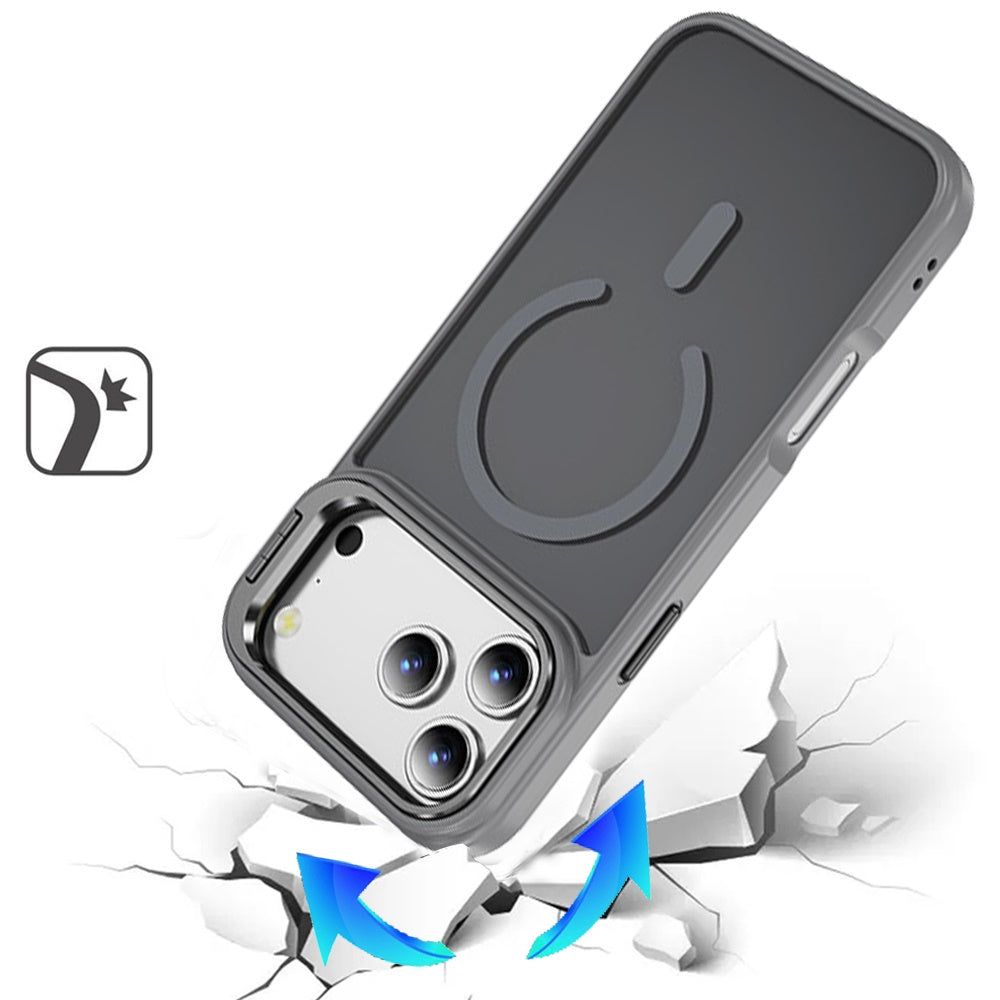 Phone Case for Apple iPhone 18 Pro Max Metallic Magnetic Camera Stand Shockproof Hybrid Grip Camera Lens Protection Kickstand Rugged Durable Armor Cover