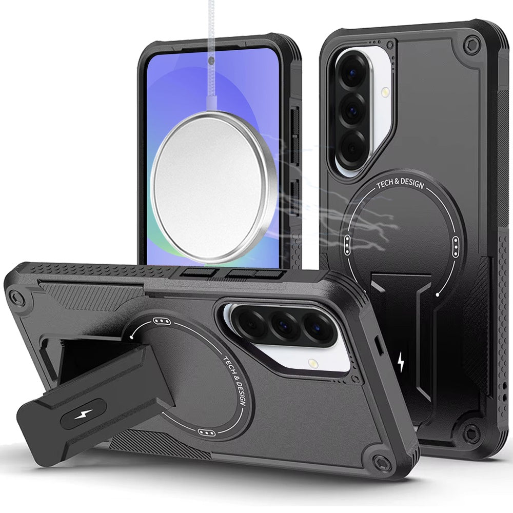 For Samsung Galaxy A37 Magnetic Invisible Kickstand Holder with Magsafe, Slim Fit Shockproof Hybrid Military Grade Heavy Duty Case Cover