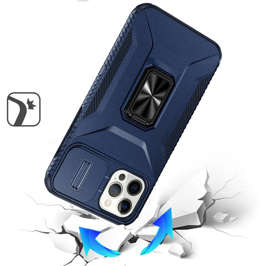 Phone Case for Apple iPhone 12 Pro Max Magnetic Ring Stand Camera Protection Shockproof Heavy Duty Kickstand Rugged Grip Anti Scratch Hybrid Cover Blue