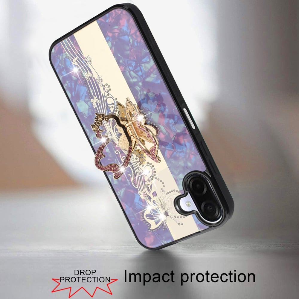 For Samsung Galaxy A07 Diamonds 3D Fashion Bling Sparkly Glitter Ornaments Engraving Hybrid with Ring Stand Case Cover
