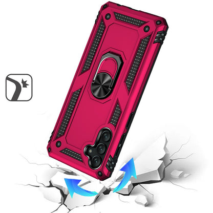 For Samsung Galaxy A26 Hybrid Shockproof Durable 360 Degree Rotatable Ring Stand Holder Kickstand Fit Magnetic Car Mount Case Cover Hotpink