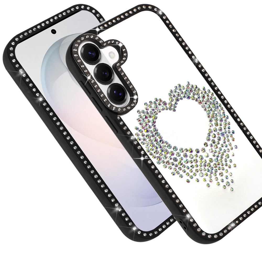 Phone Case for Samsung Galaxy S26 FE /S26 Fan Edition Angel Hearts Glitter Shimmer Diamond Edge Sparkle Hybrid Shockproof AntiSlip Grip Fashion Stylish Protective Bumper Cover