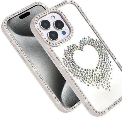 For Apple iPhone 15 Pro Max Angel Hearts Glitter Shimmer Diamond Edge Hybrid Drop Protection Shockproof Design Case Cover